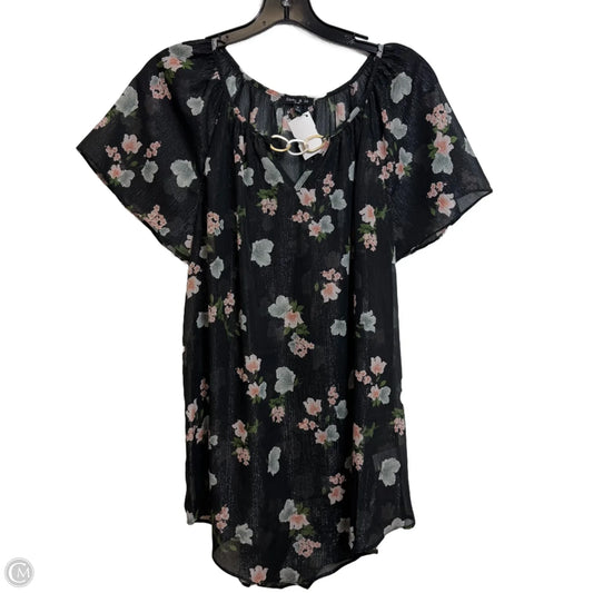 Top Short Sleeve By Sami & Jo In Floral Print, Size: 1x
