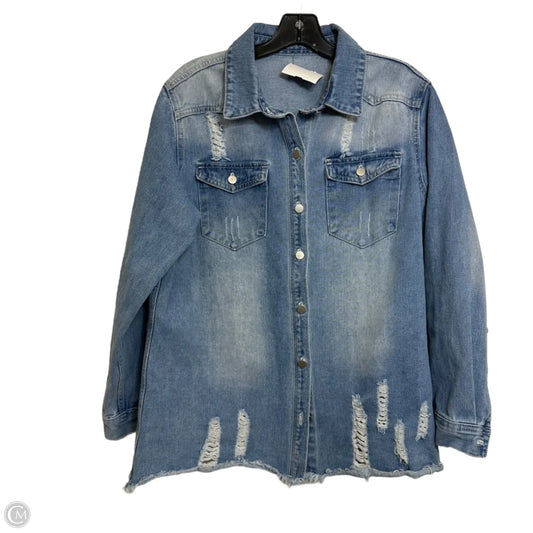 Jacket Shirt By Cmf In Blue Denim, Size: L