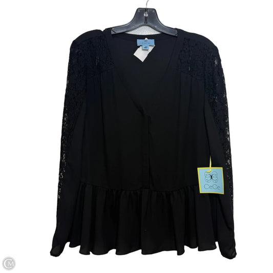 Top Long Sleeve By Cece In Black, Size: L