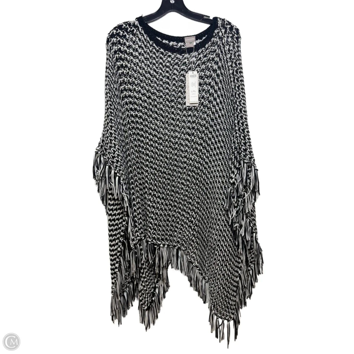 Poncho By Chicos In Black & White, Size: L