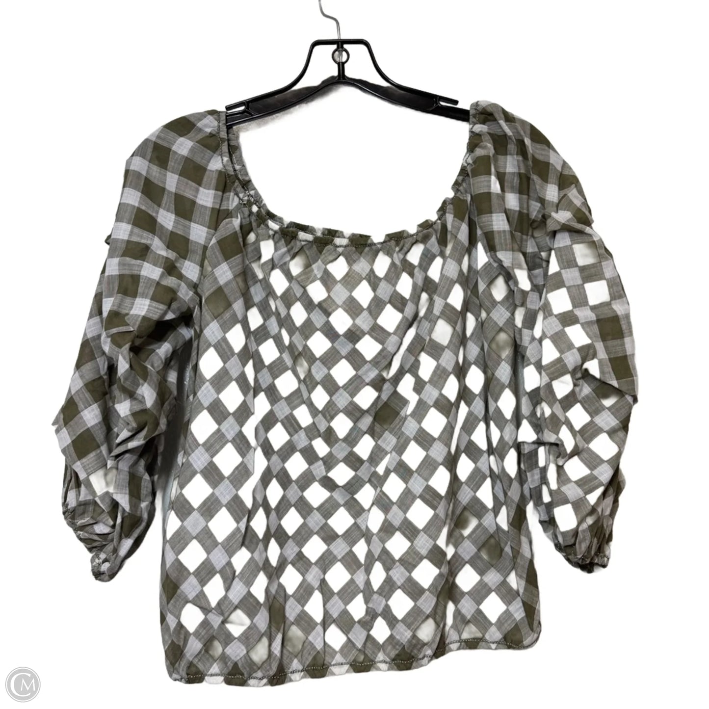 Top Long Sleeve By Max Studio In Checkered Pattern, Size: L