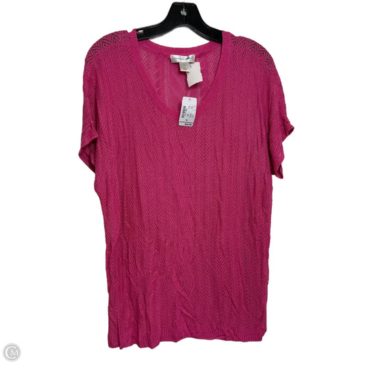 Top Short Sleeve By Christopher And Banks In Pink, Size: Xl