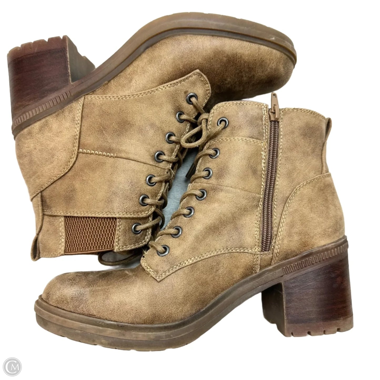 Boots Ankle Heels By Crown Vintage In Tan, Size: 9.5