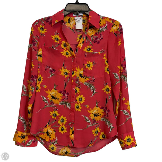 Top Long Sleeve By Express In Floral Print, Size: Xs