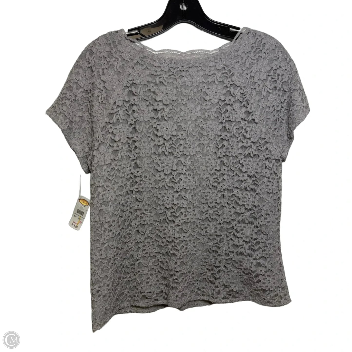 Top Short Sleeve By Talbots In Silver, Size: 12
