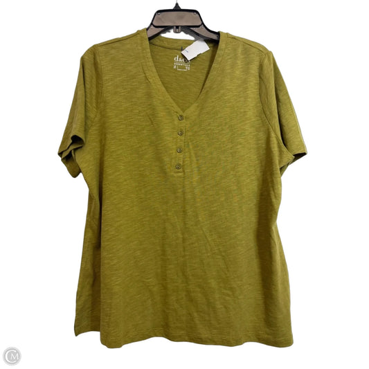 Top Short Sleeve Basic By Denim And Co Qvc In Green, Size: L