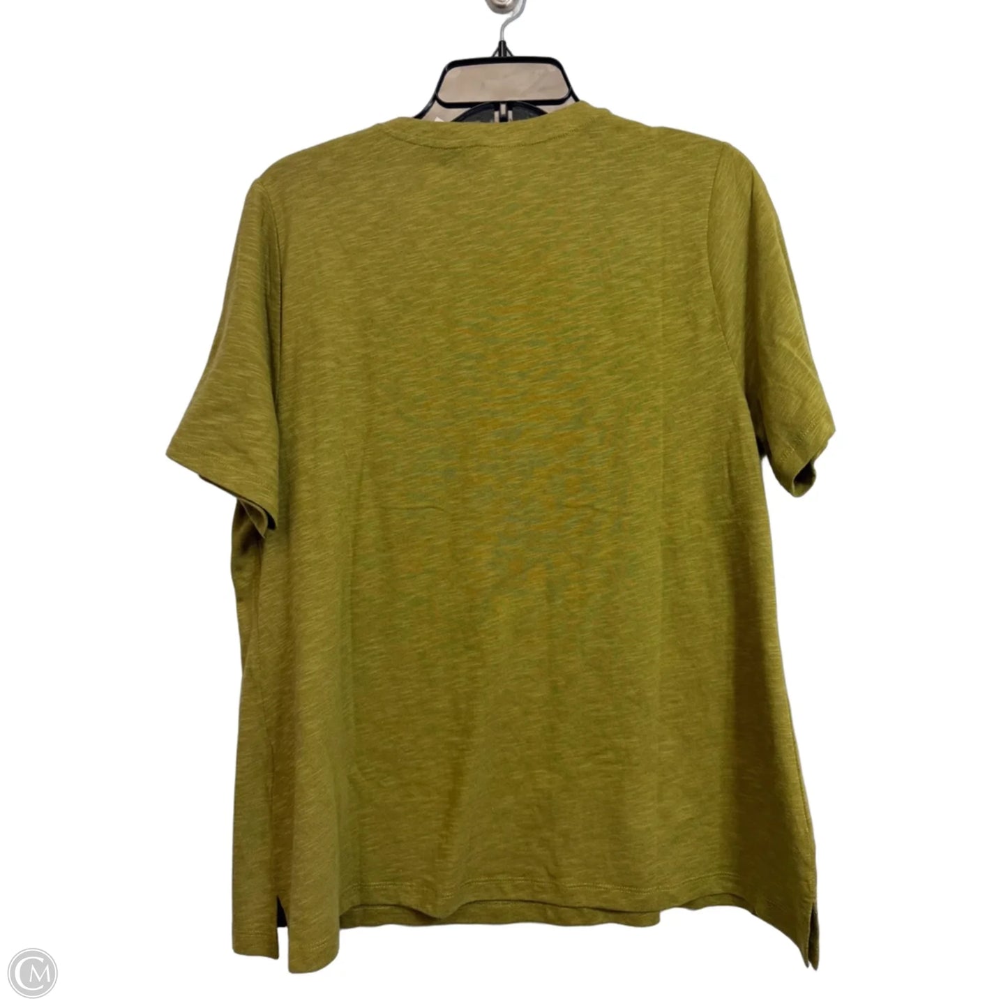 Top Short Sleeve Basic By Denim And Co Qvc In Green, Size: L