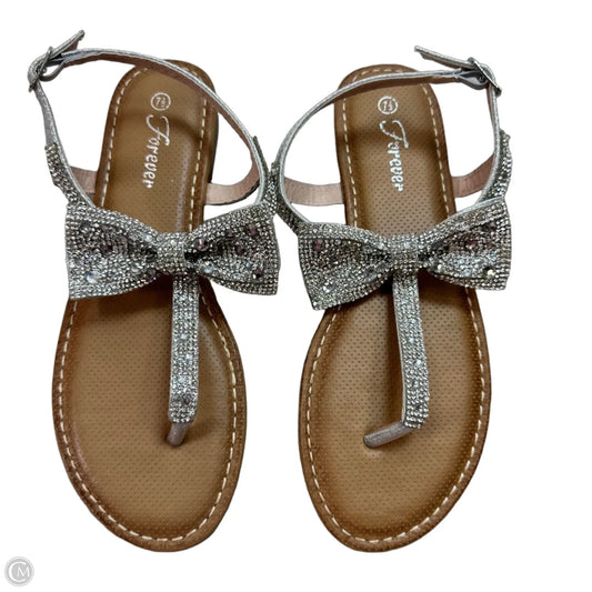 Sandals Flats By Forever In Silver, Size: 7.5
