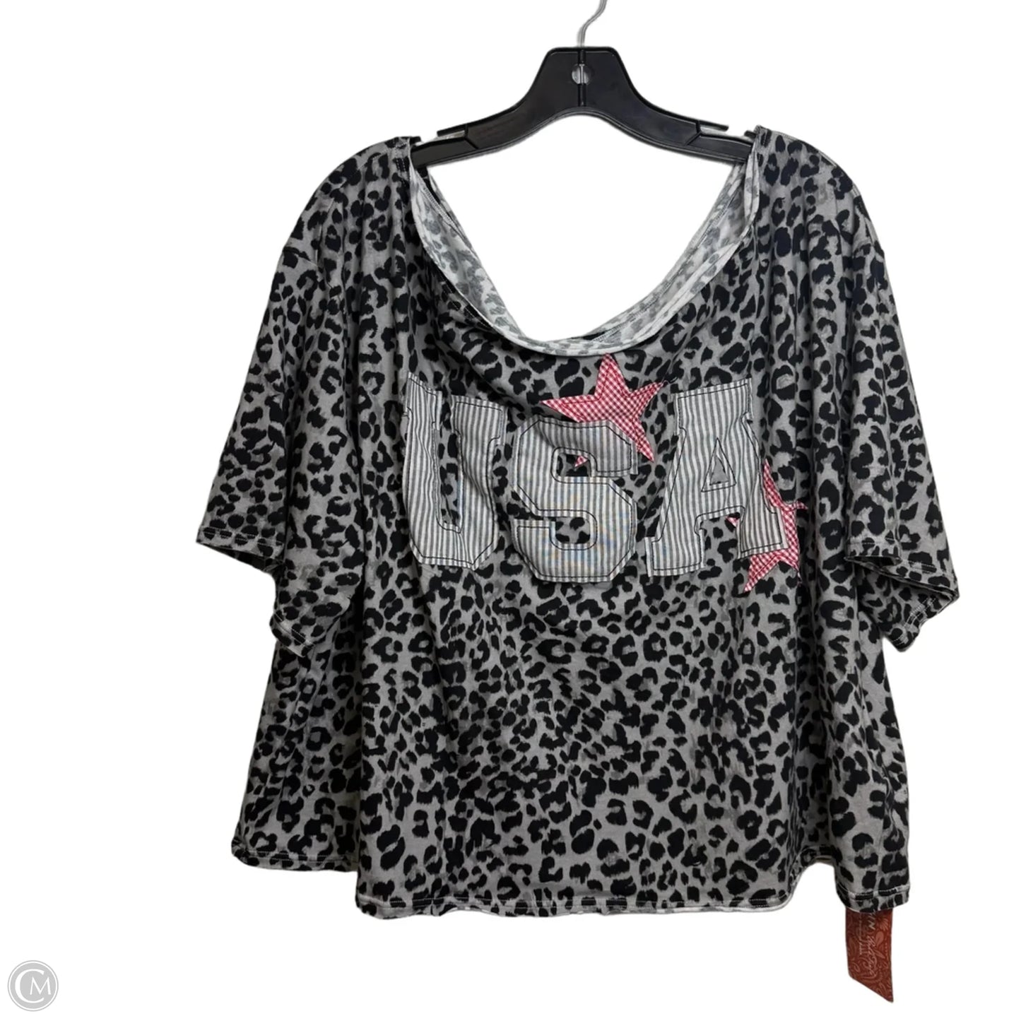 Top Short Sleeve Basic By Shein In Animal Print, Size: Xl