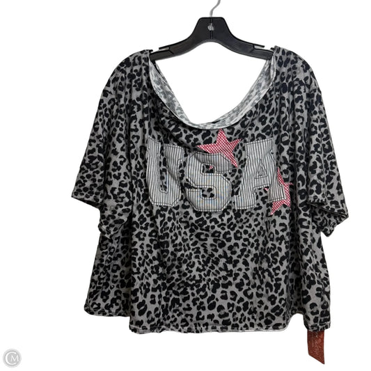 Top Short Sleeve Basic By Shein In Animal Print, Size: Xl