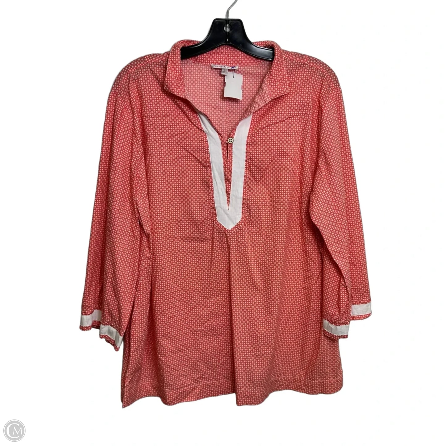 Top 3/4 Sleeve By Peter Millar In Orange, Size: L
