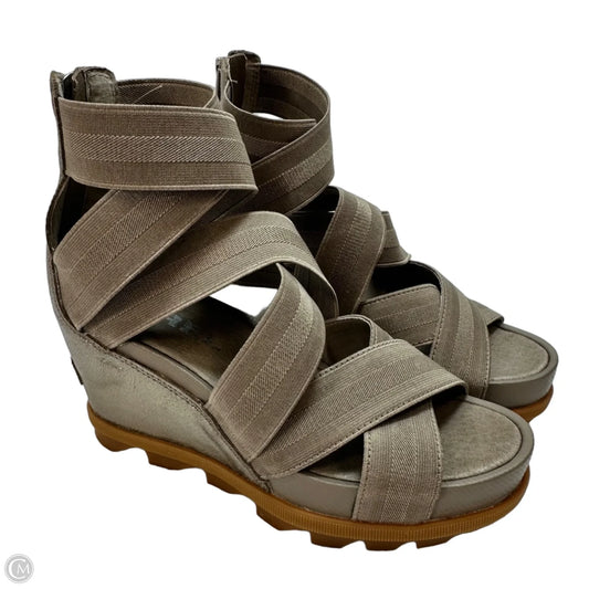 Sandals Heels Wedge By Sorel In Taupe, Size: 7