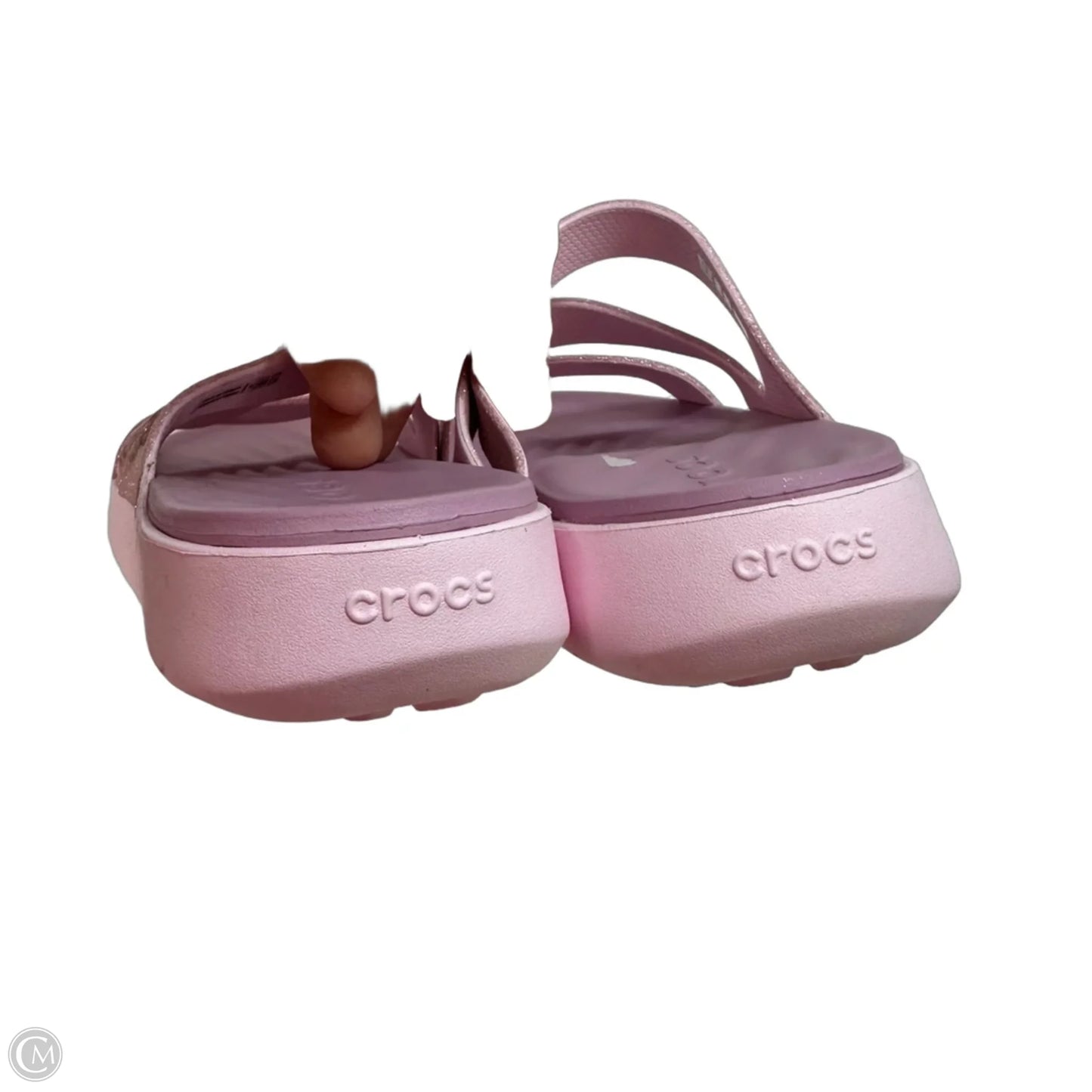 Sandals Flats By Crocs In Pink, Size: 6