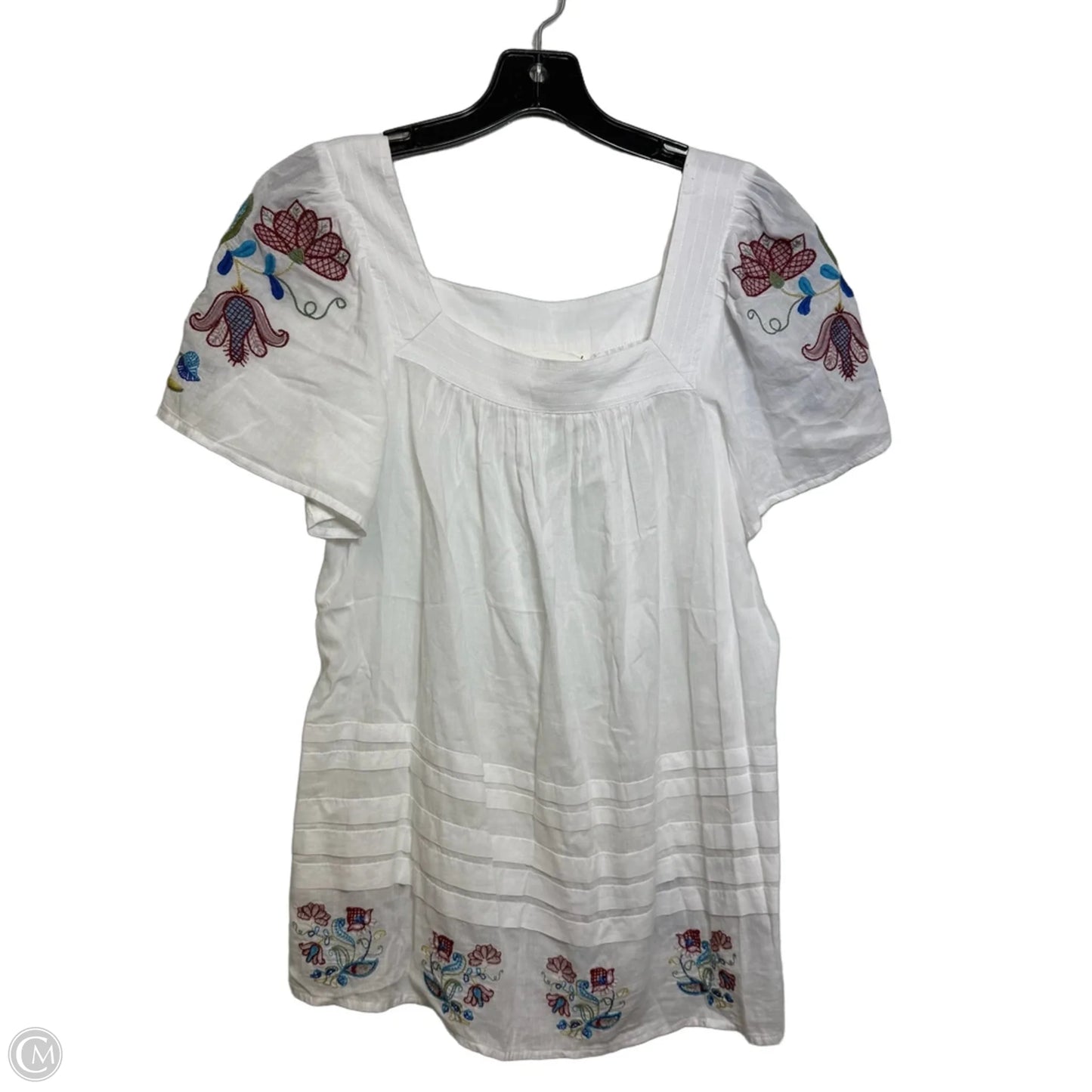 Top Short Sleeve By Anthropologie In White, Size: Xs