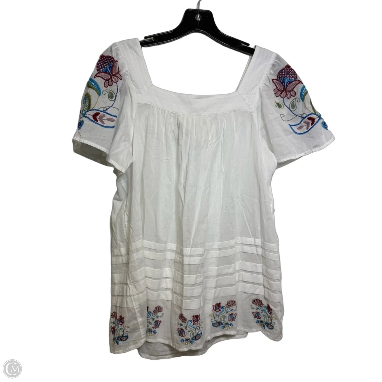 Top Short Sleeve By Anthropologie In White, Size: Xs
