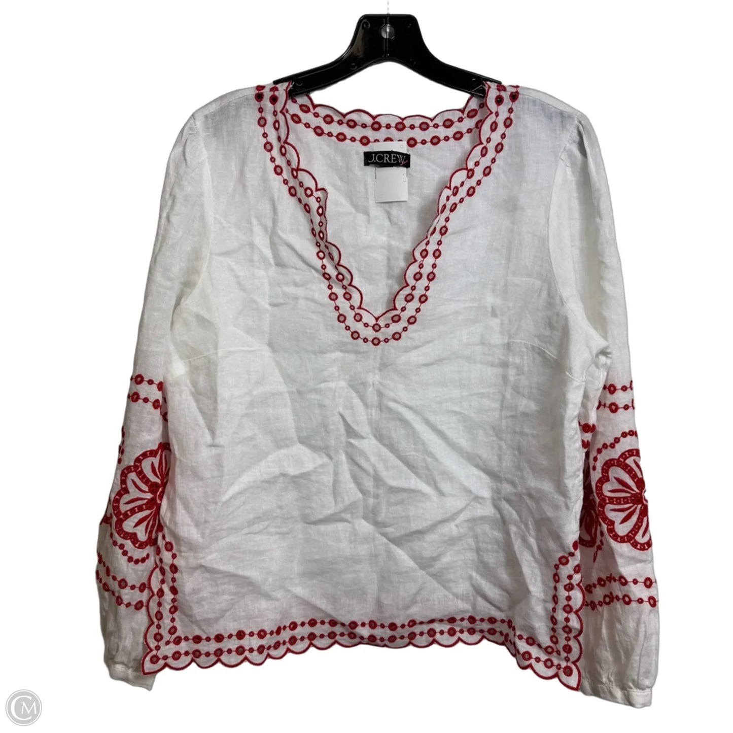 Top 3/4 Sleeve By J. Crew In Red & White, Size: S