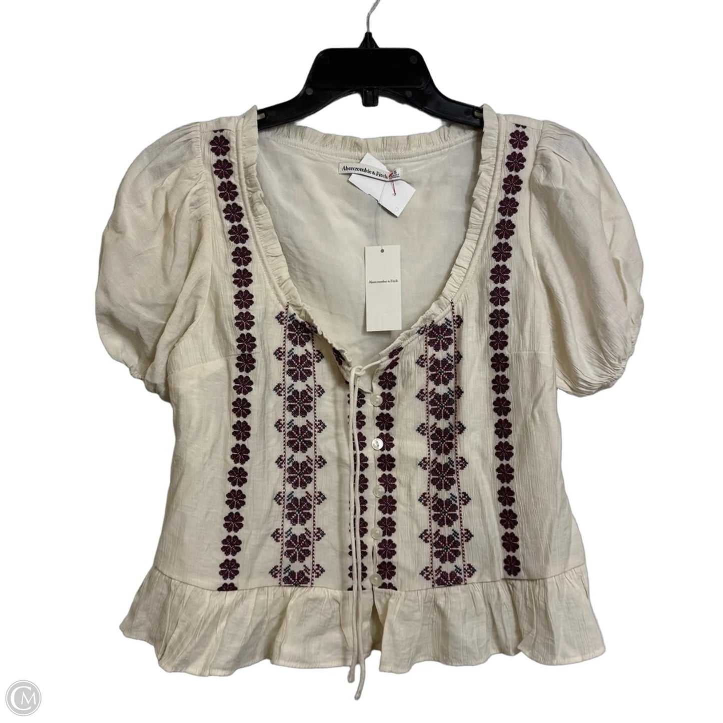 Top Short Sleeve By Abercrombie And Fitch In Beige, Size: S