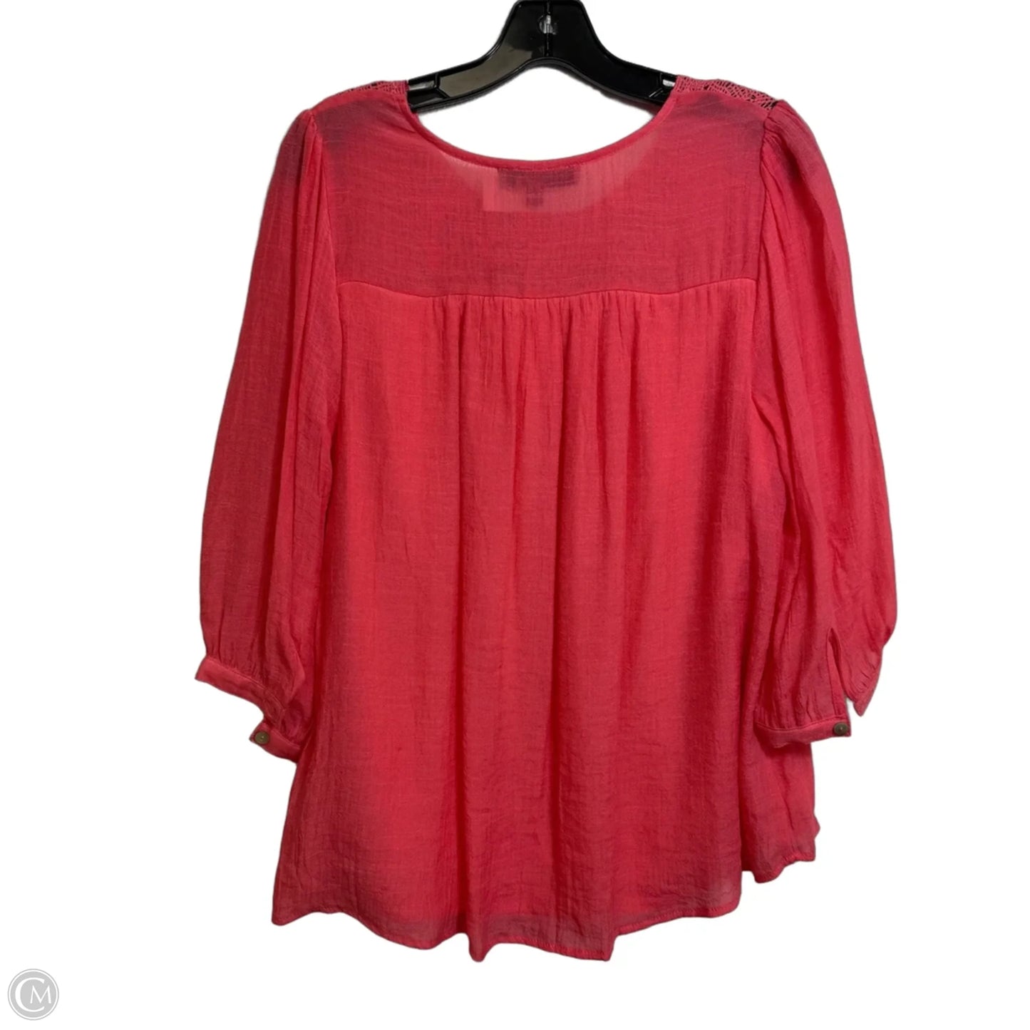 Top 3/4 Sleeve By Figuero & Flower In Coral, Size: L