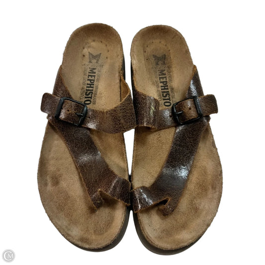 Sandals Flip Flops By Mephisto In Brown, Size:
