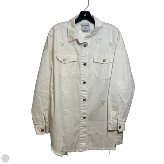 Jacket Shirt By White Birch In White Denim, Size: M