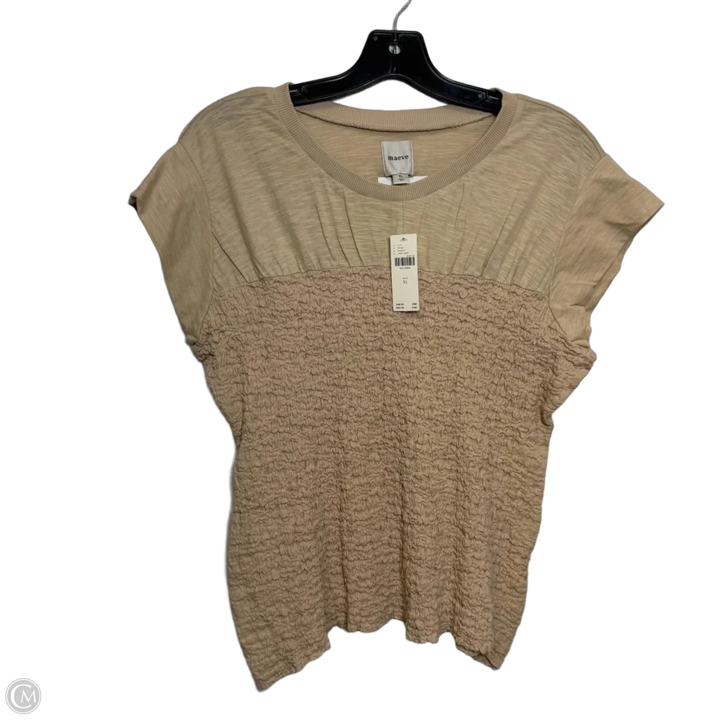 Top Short Sleeve By Maeve In Tan, Size: Xl
