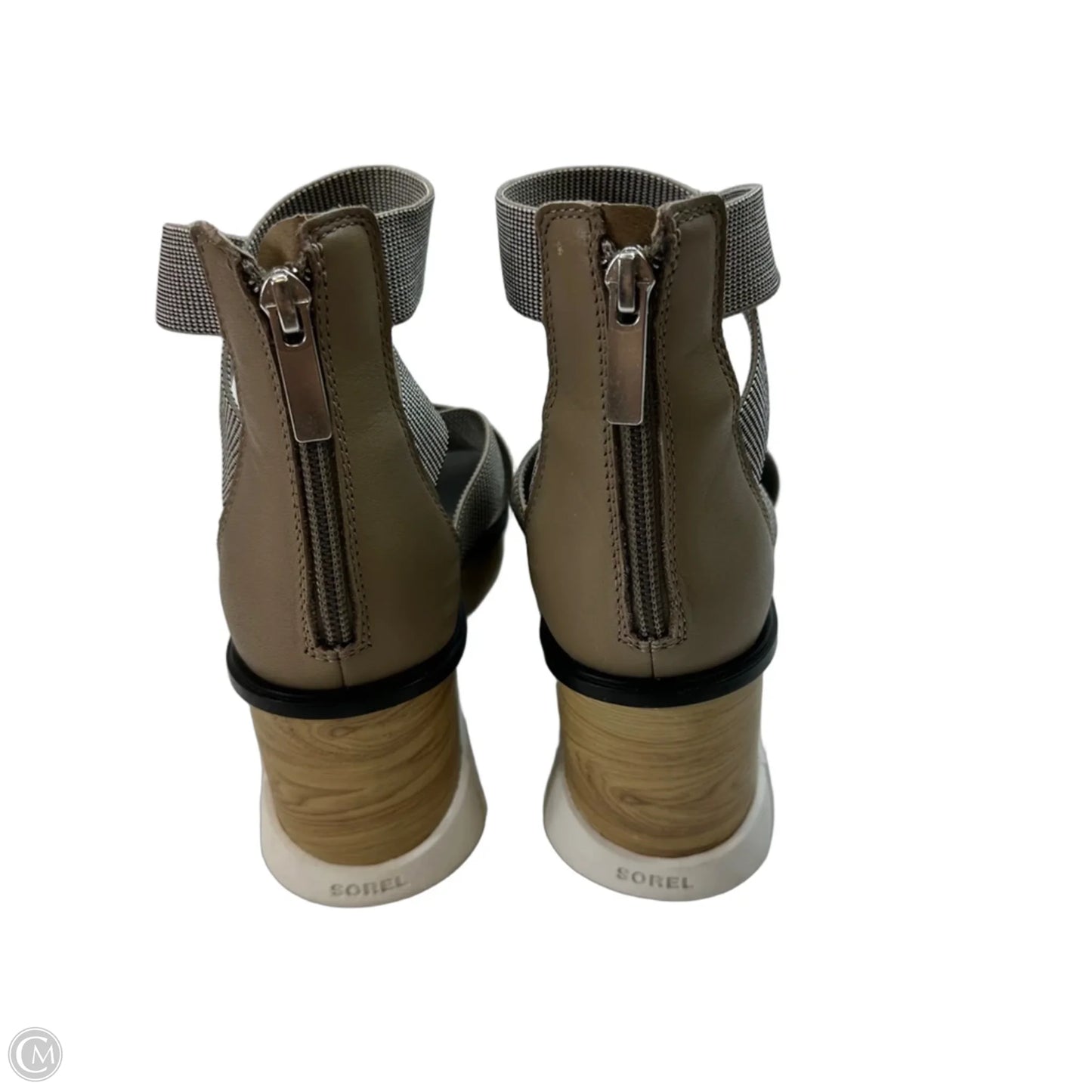 Sandals Heels Wedge By Sorel In Taupe, Size: 8.5