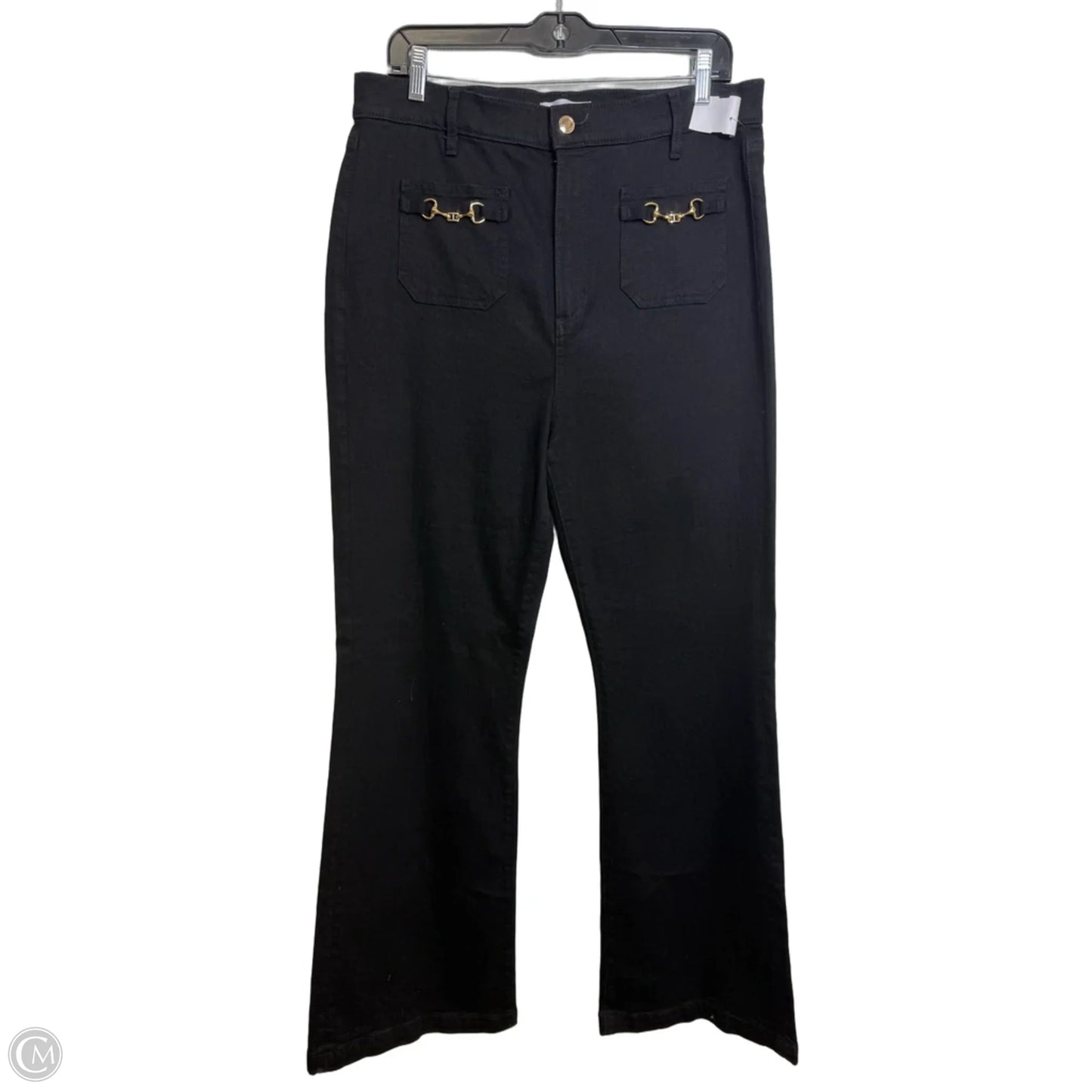 Jeans Wide Leg By Loft In Black Denim, Size: 12