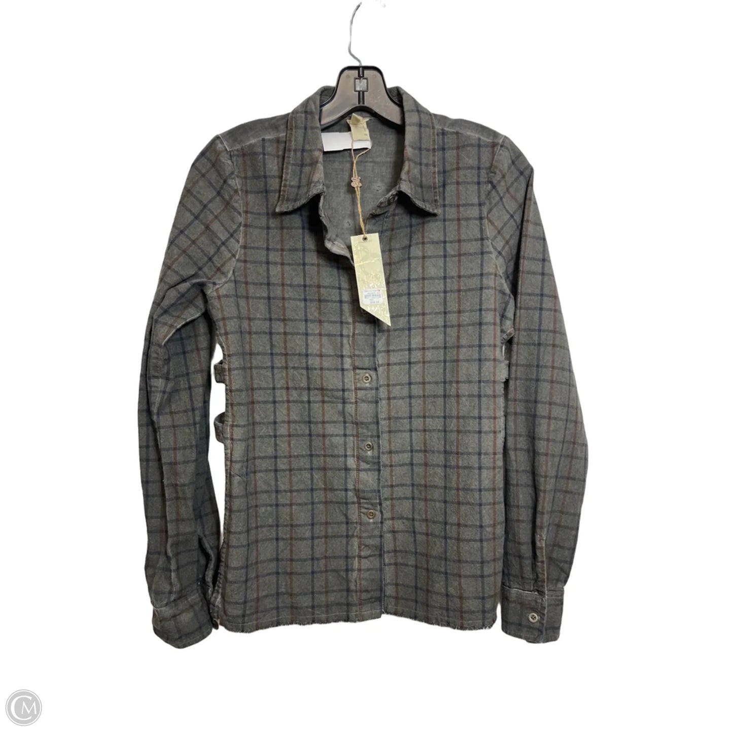 Top Long Sleeve By Gimmicks In Plaid Pattern, Size: S