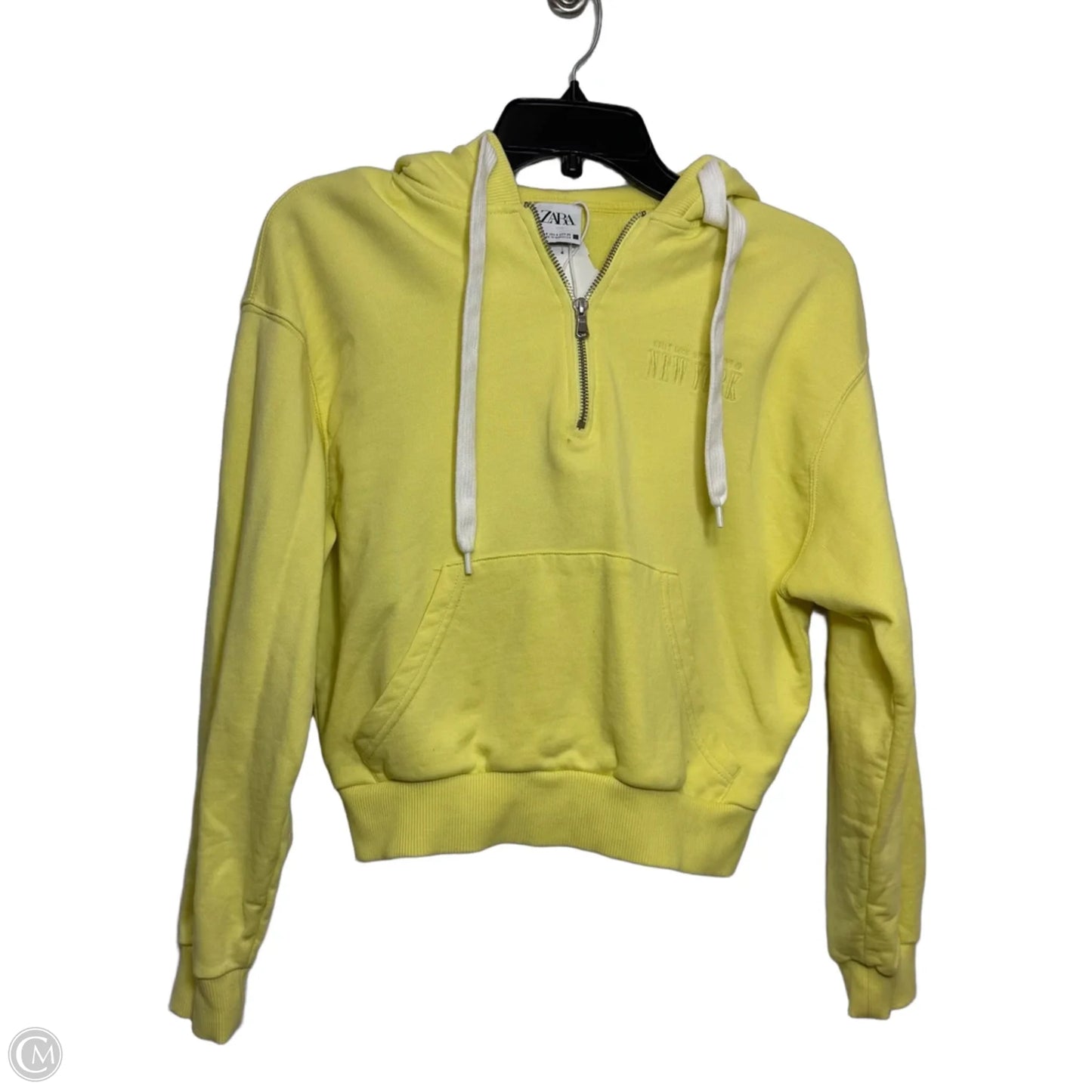 Sweatshirt Hoodie By Zara In Yellow, Size: S