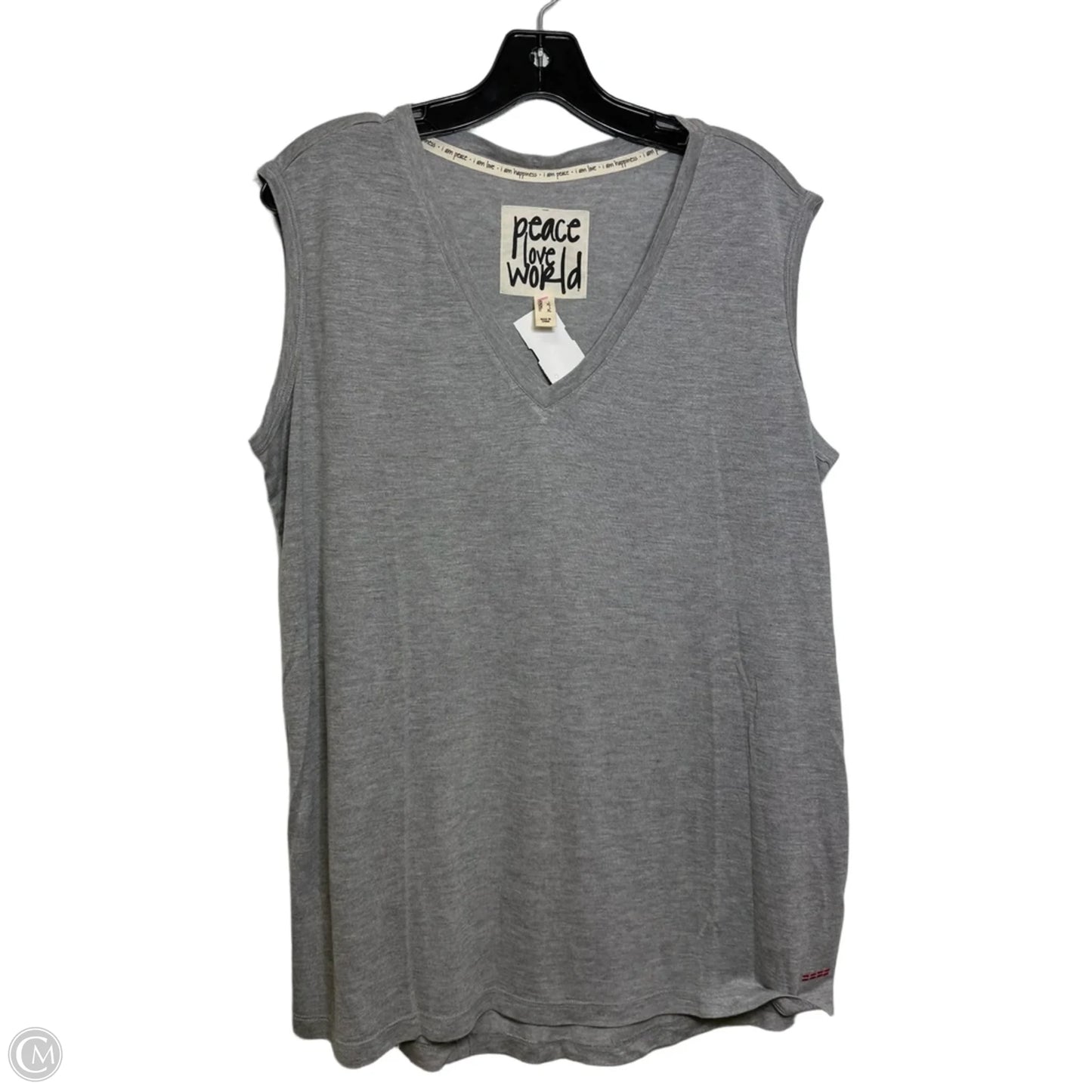 Top Sleeveless Basic By Peace Love World In Grey, Size: Xl