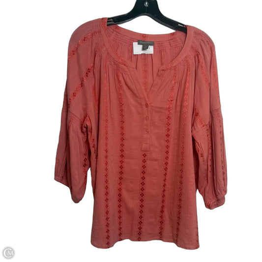 Top 3/4 Sleeve By Style And Company In Coral, Size: 1x