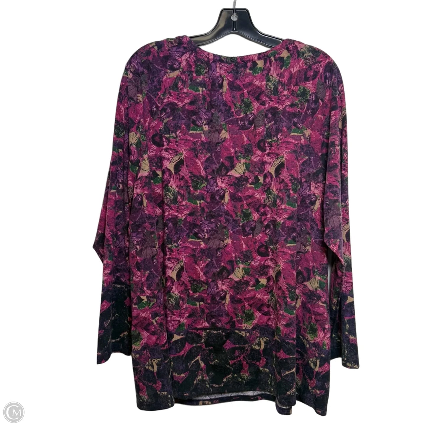 Top Long Sleeve By Cj Banks In Maroon, Size: 1x