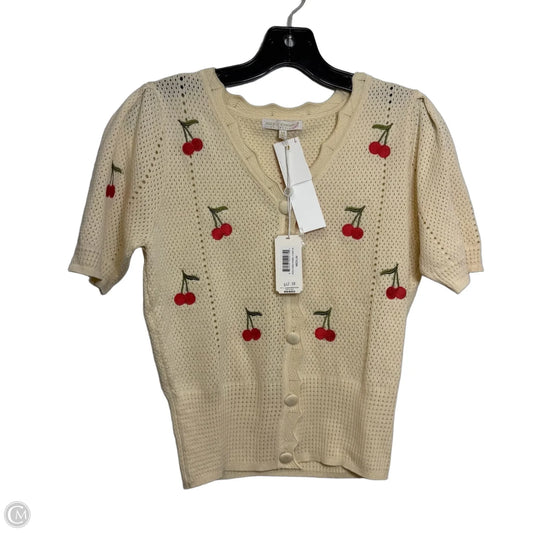 Cherry Sweater Short Sleeve By Simply Southern In Ivory, Size: M
