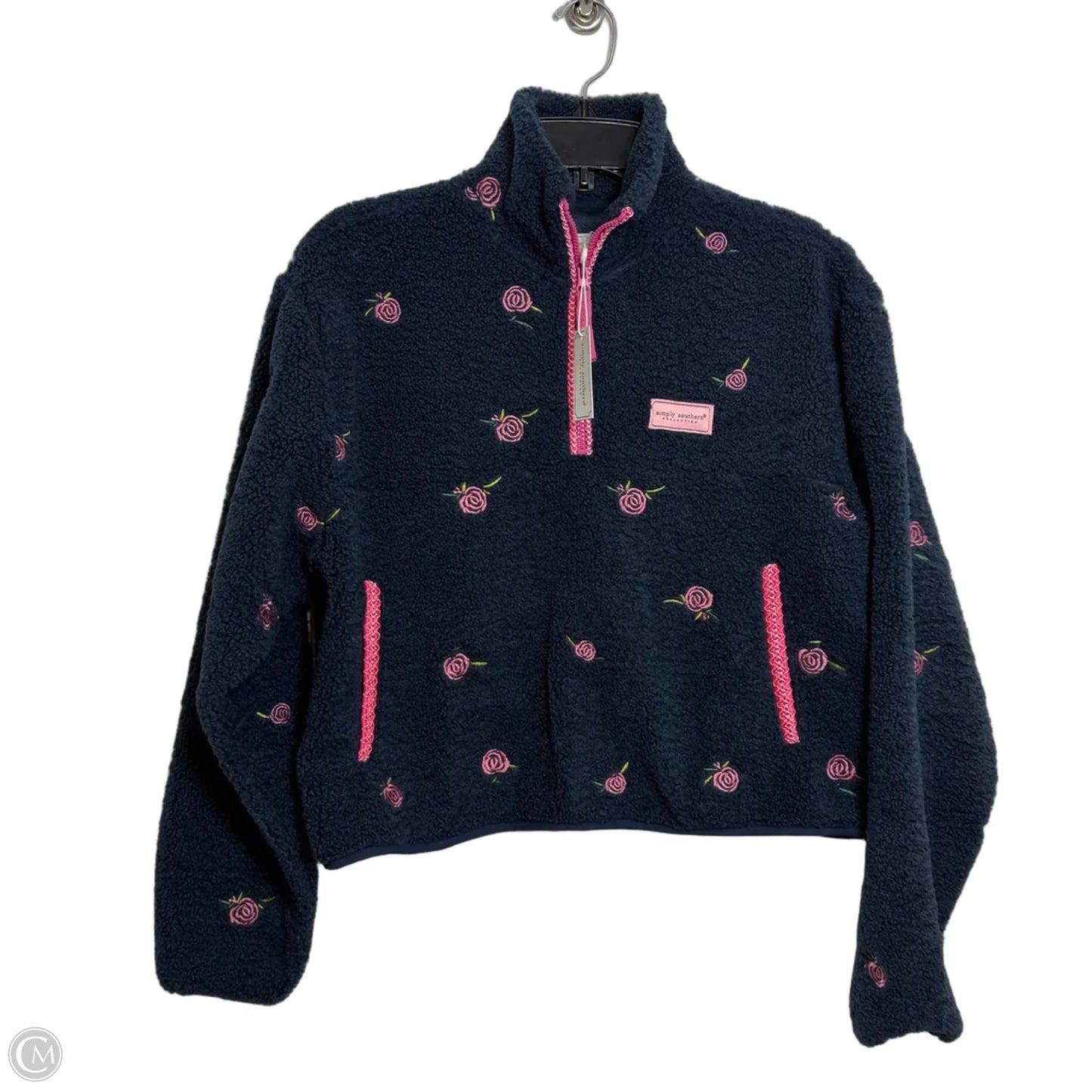 Jacket Faux Fur & Sherpa By Simply Southern In Navy, Size: S