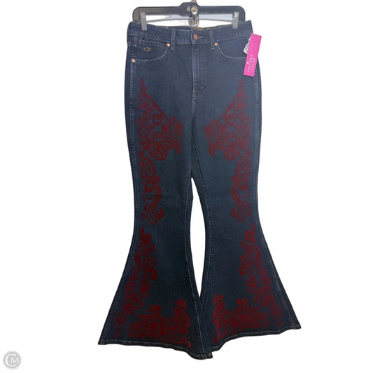 Jeans Flared By Wrangler x Lainey Wilson In dark Blue Denim, Size: 8