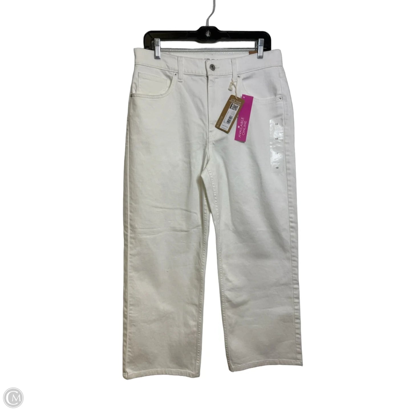 Jeans Cropped By Eddie Bauer In White Denim, Size: 12