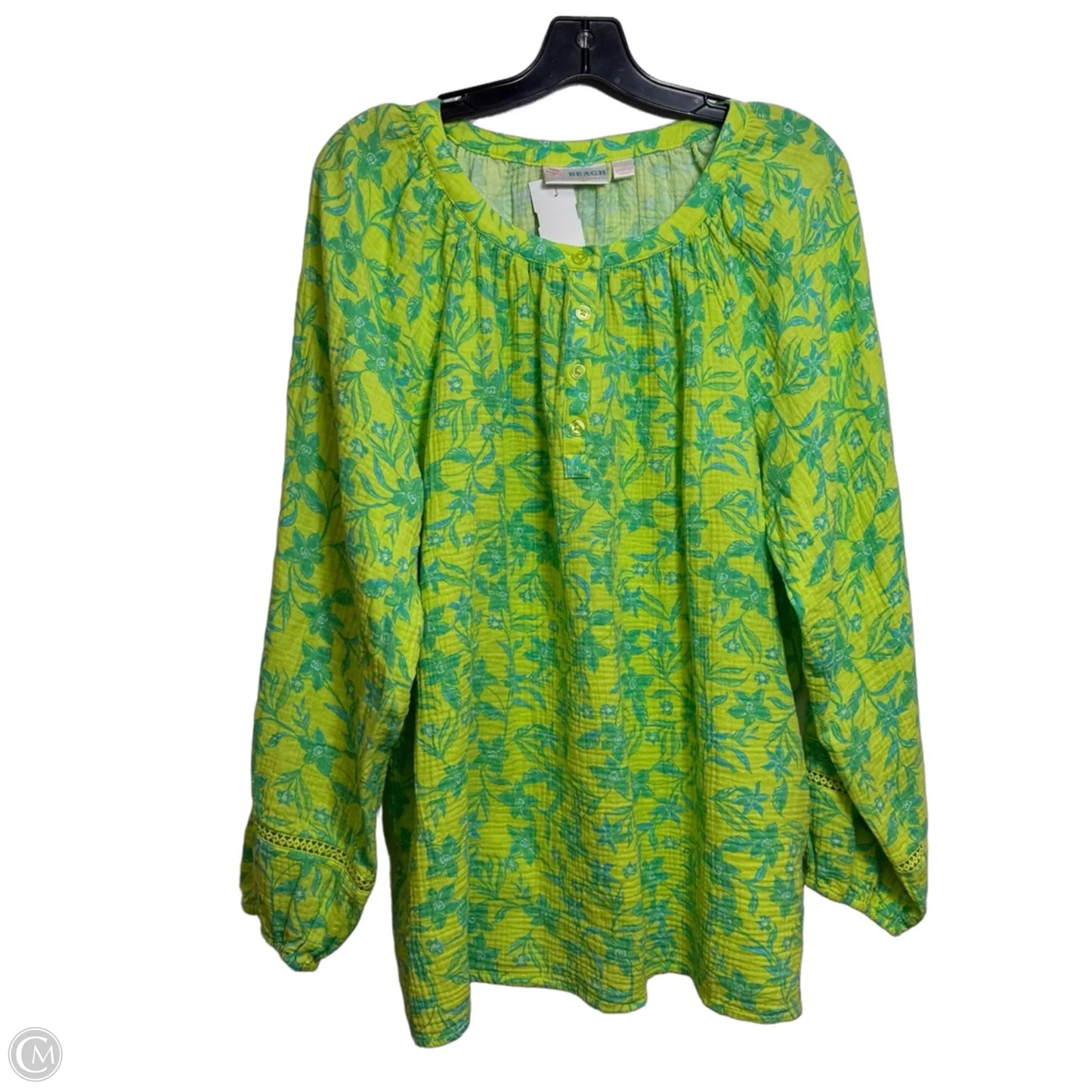 Top Long Sleeve By Belle By Kim Gravel In Green, Size: 1x