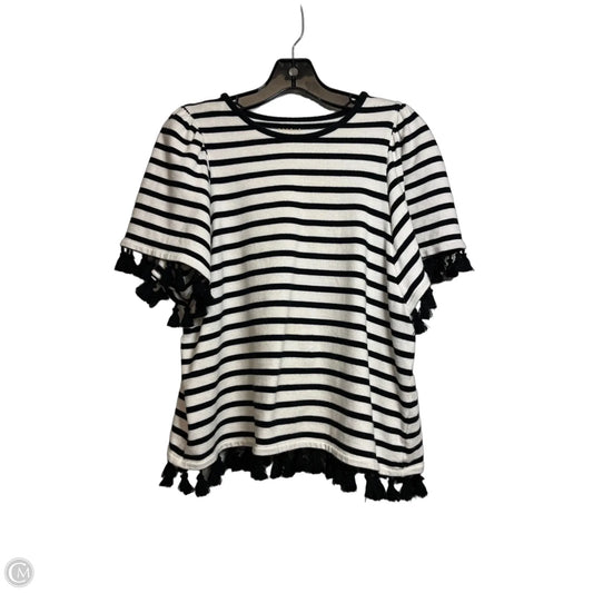 Top Short Sleeve Designer By Kate Spade In Striped Pattern, Size: M