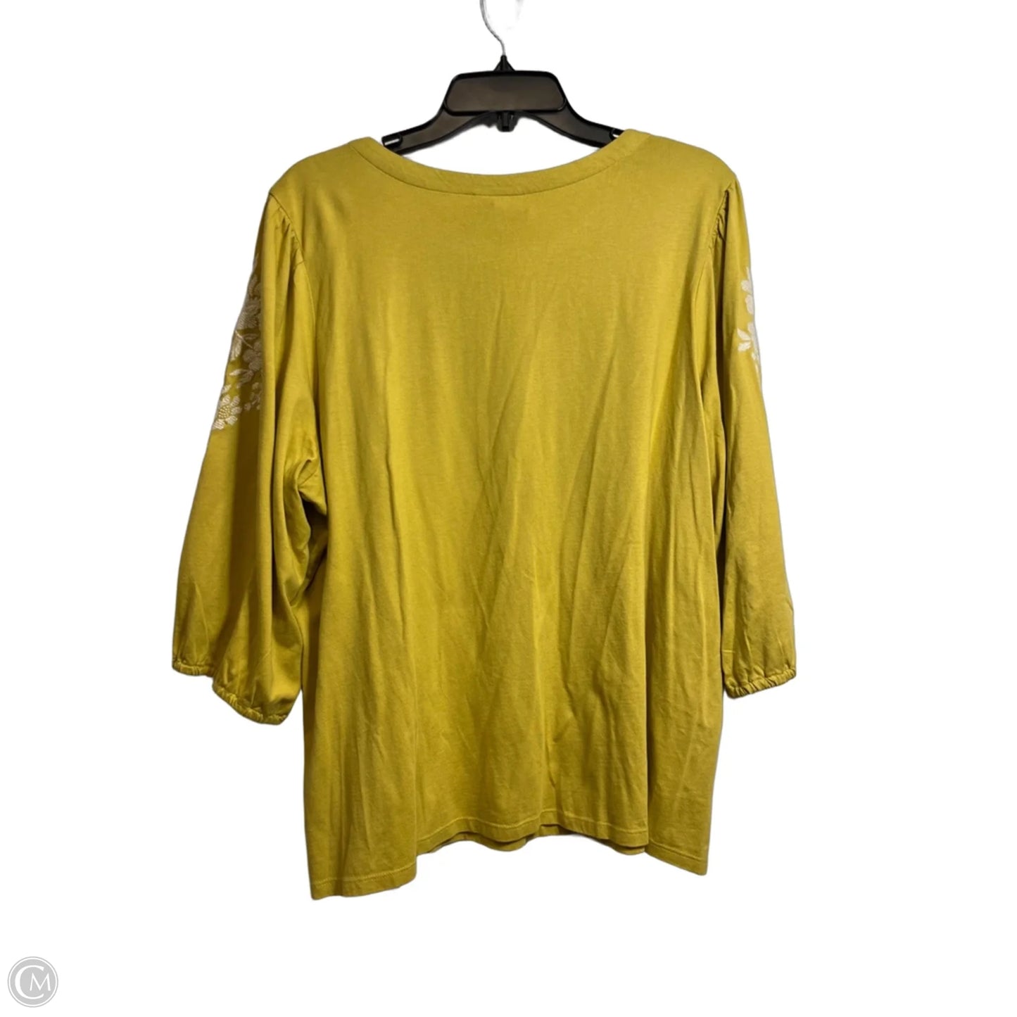 Top 3/4 Sleeve By J. Jill In Chartreuse, Size: 2x