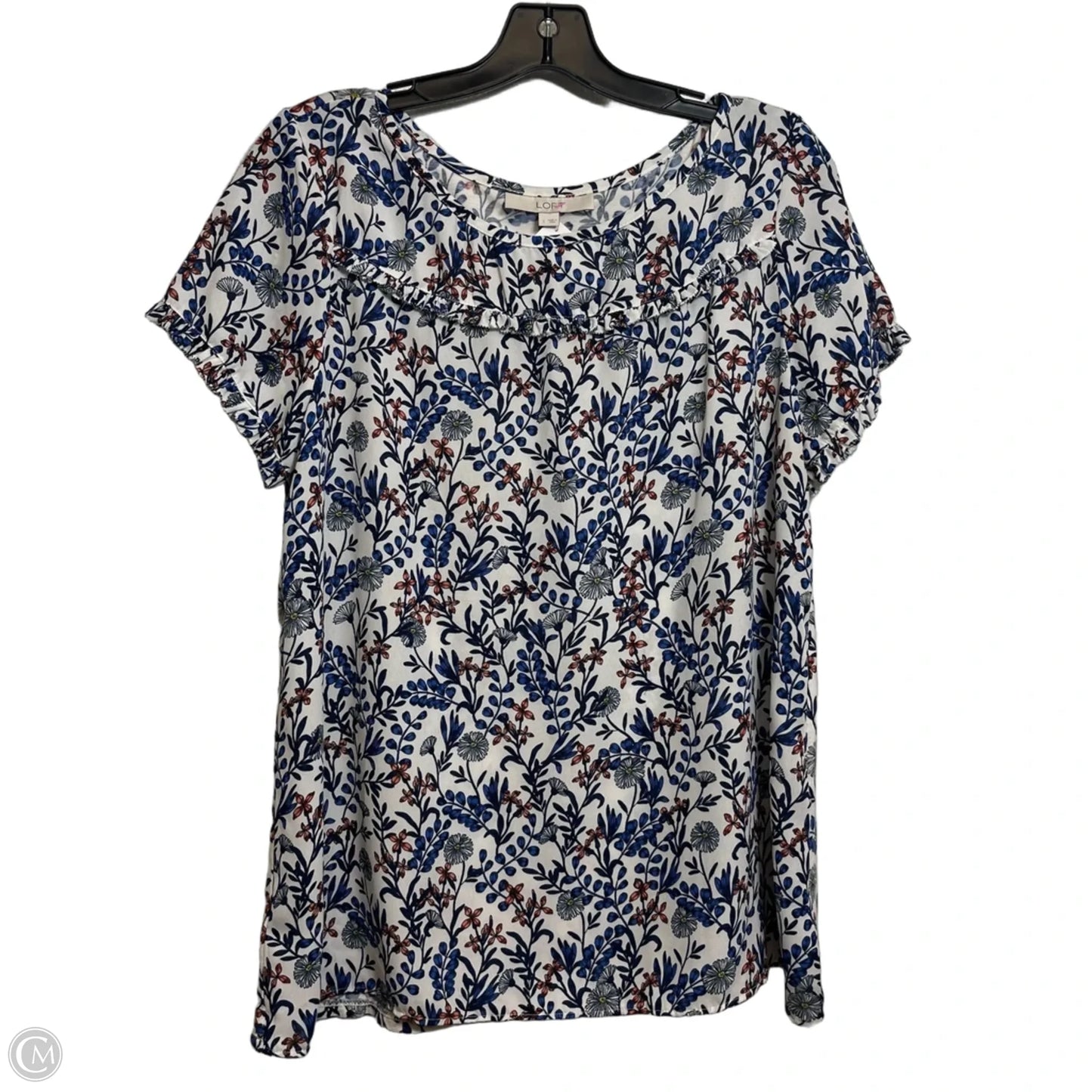 Top Short Sleeve By Loft In Blue, Size: L