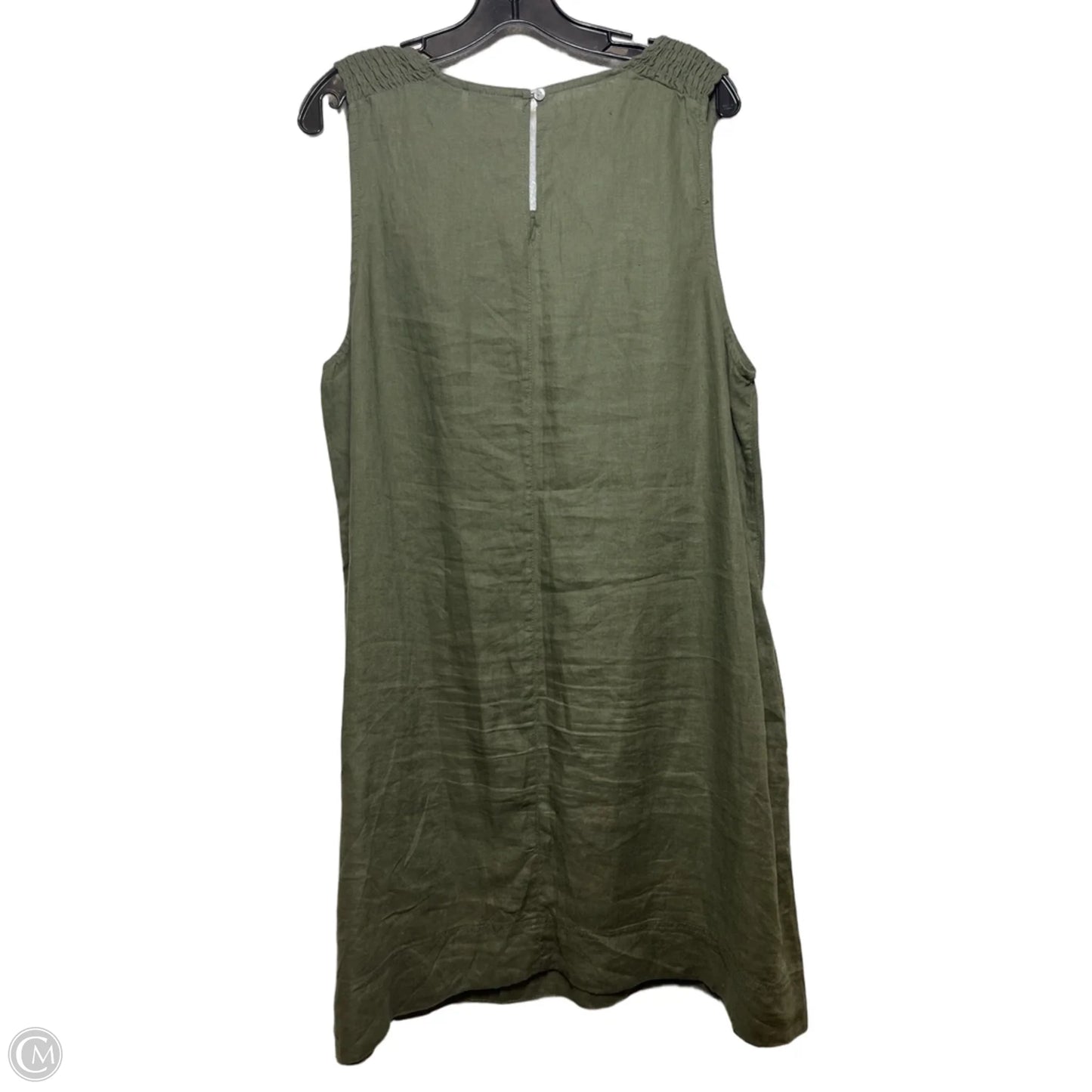 Linen Dress Casual Short By Tahari In Green, Size: Xl