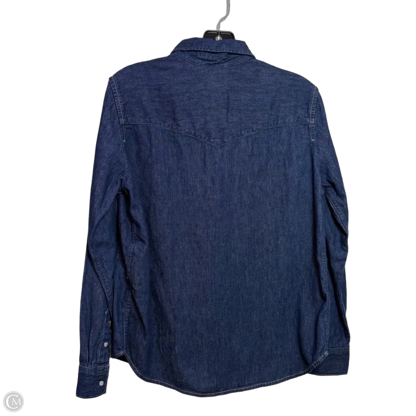 Top Long Sleeve By Levis In Blue Denim, Size: M