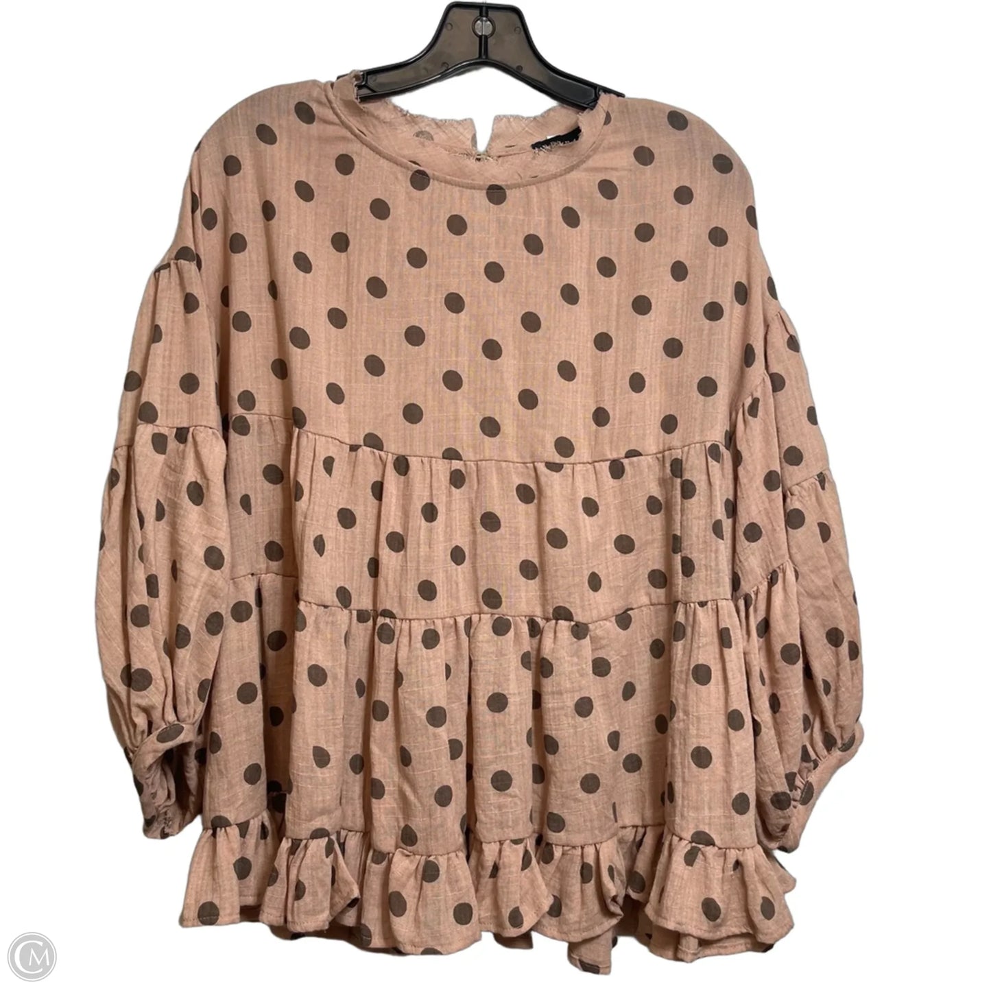 Top Long Sleeve By Clothes Mentor In Polkadot Pattern, Size: M