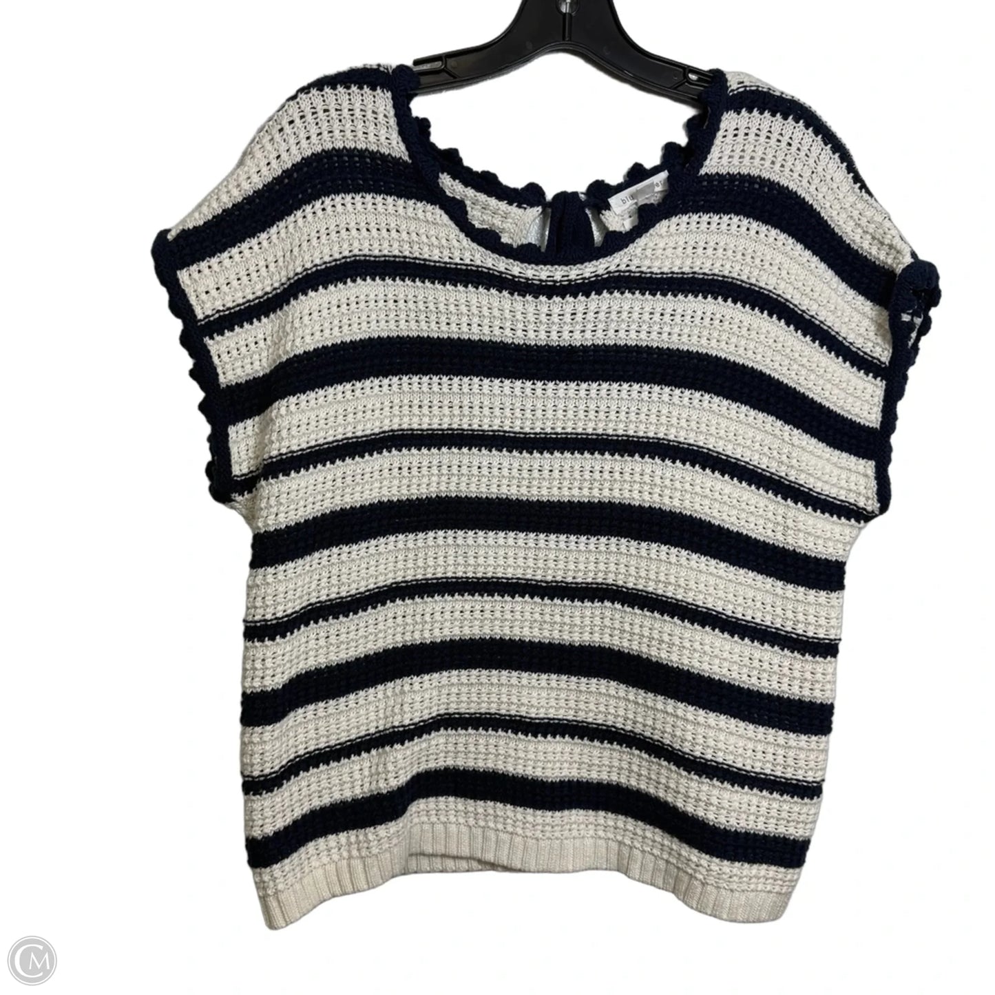 Sweater Short Sleeve By Blu Pepper In Striped Pattern, Size: L