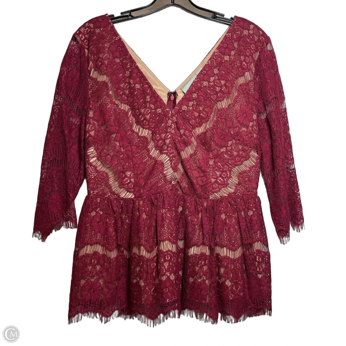 Top 3/4 Sleeve By Maeve In Maroon, Size: L