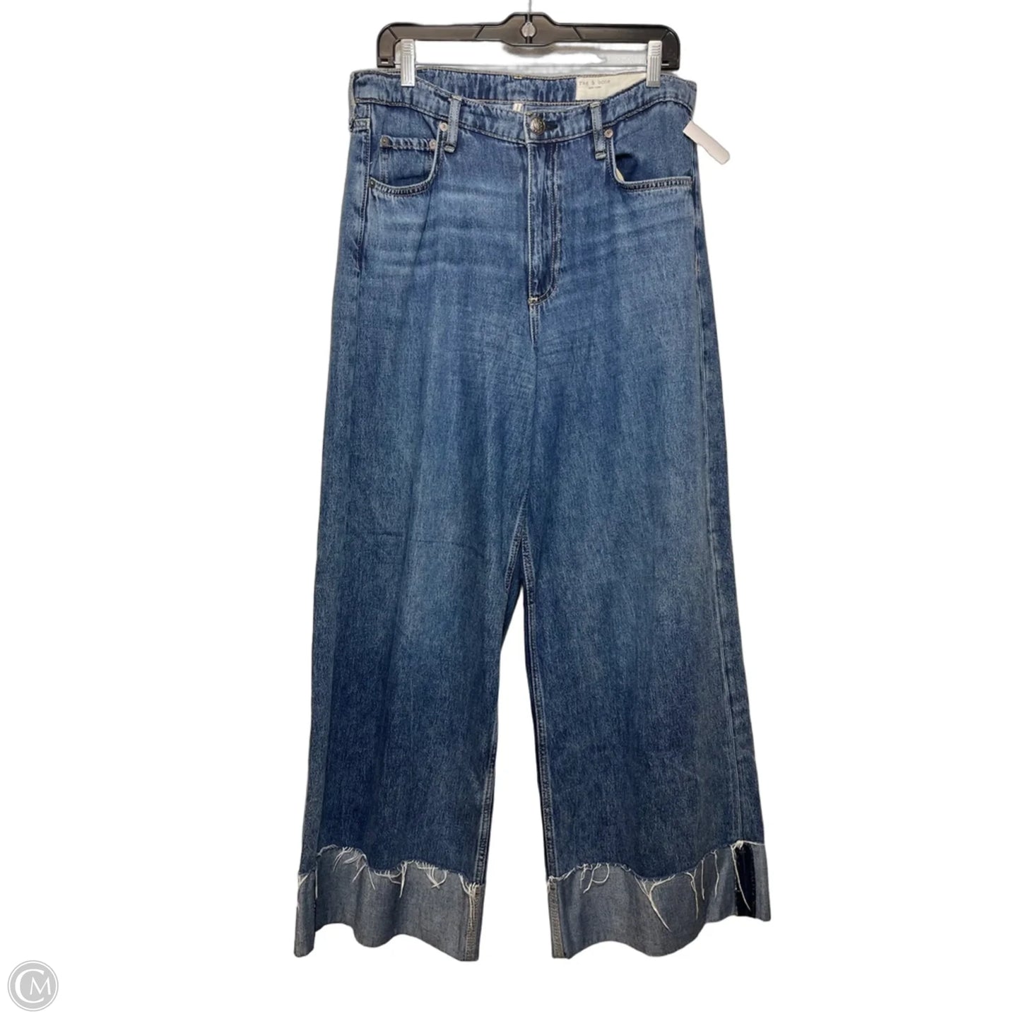 Jeans Wide Leg By Rag And Bone In Blue Denim, Size: 12