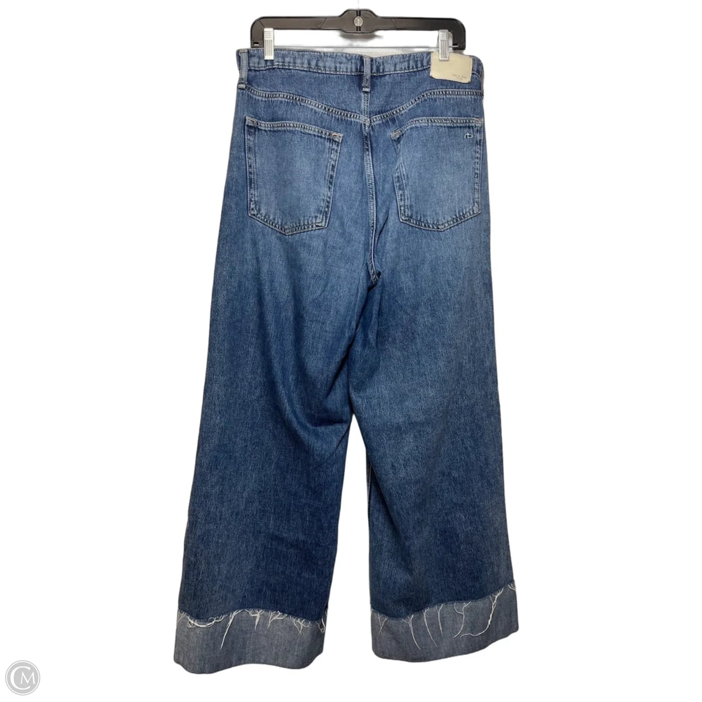 Jeans Wide Leg By Rag And Bone In Blue Denim, Size: 12