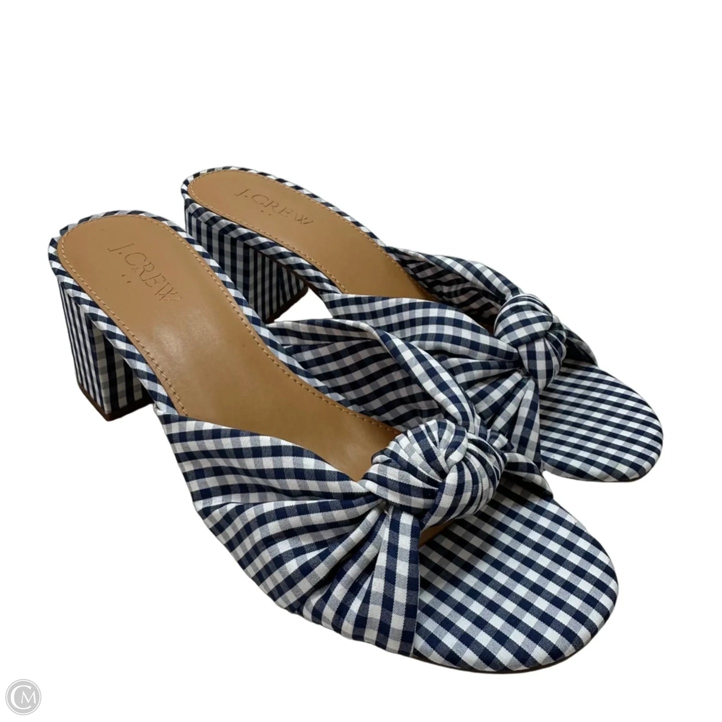 Sandals Heels Block By J. Crew In Checkered Pattern, Size: 7