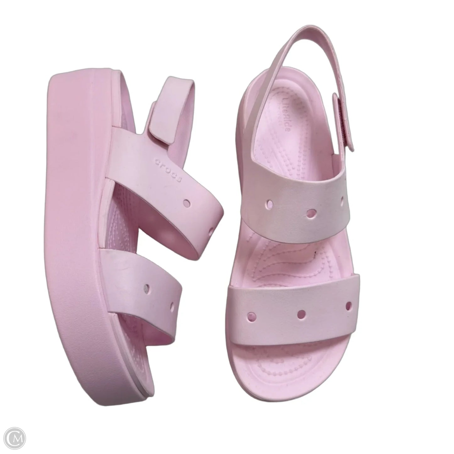 Sandals Heels Wedge By Crocs In Pink, Size: 9