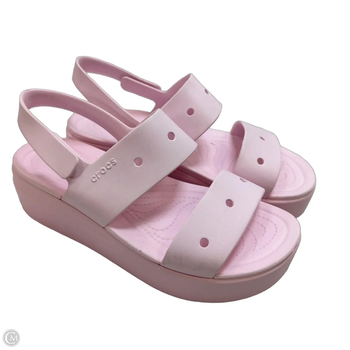 Sandals Heels Wedge By Crocs In Pink, Size: 9